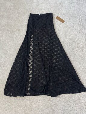 Black Lace Maxi Skirt with Shorts inside NWT size Small